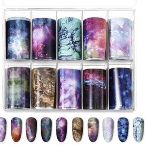 🌟 Holiday Clearance! 10 Nail Foil Transfer Stickers, Nail Decals